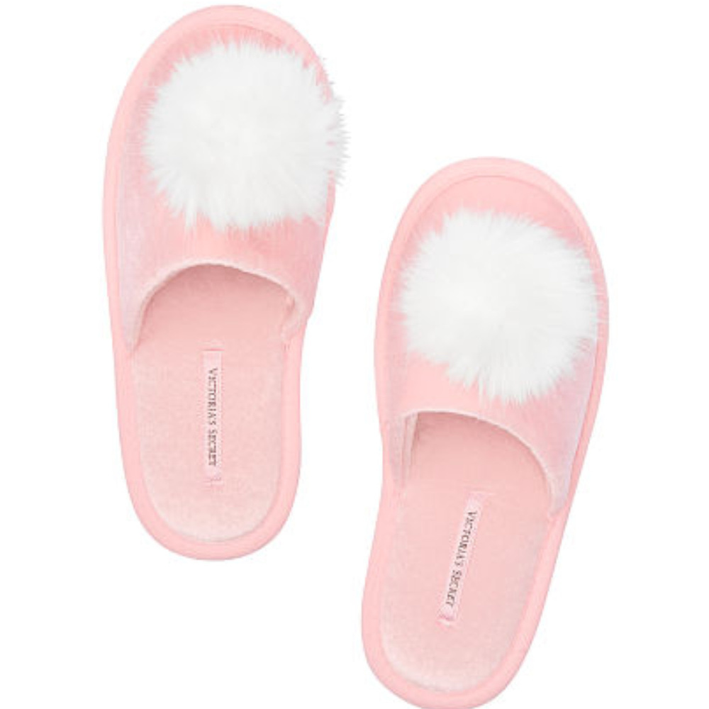 Victoria's Secret VS Furry Pom Slides Slipper NWT